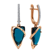 Серьги из золота с ситаллами топаз London и фианитами