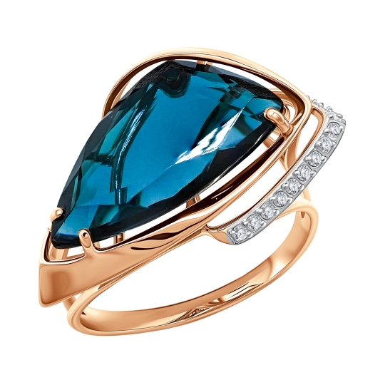 Серьги из золота с ситаллами топаз London и фианитами