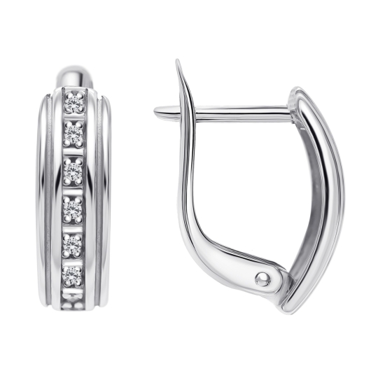 Серьги из серебра с ониксом и фианитами