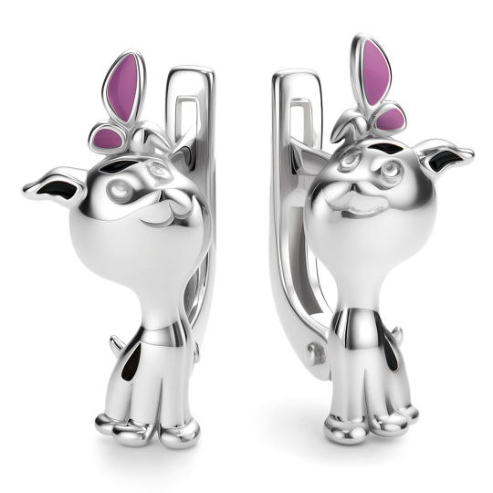 Серьги из серебра с фианитами