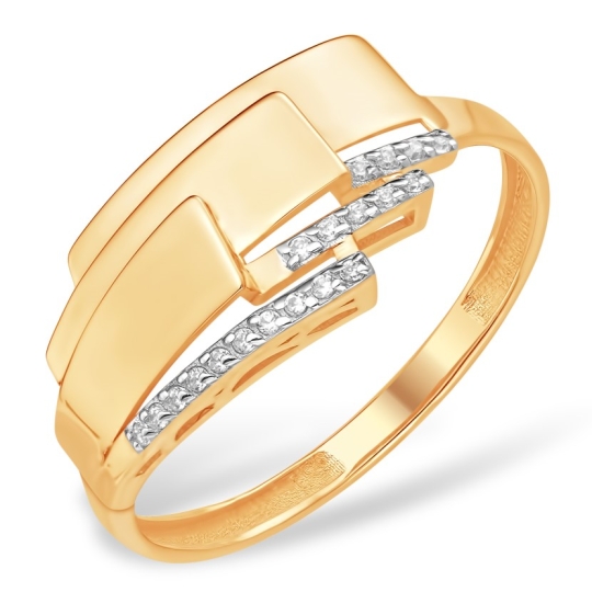 Кольцо из золота с гранатом и фианитами 