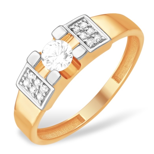 Кольцо из белого золота с фианитами