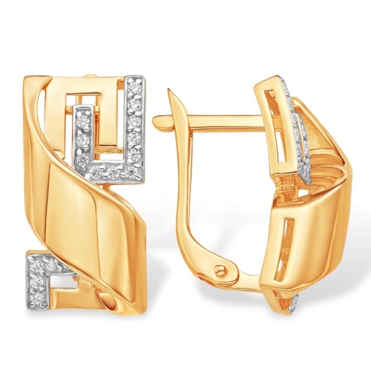 Серьги из золота с фианитами 