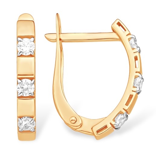 Серьги из золота с фианитами 