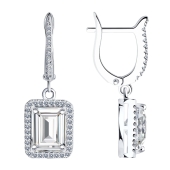 Серьги из серебра с фианитами