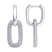 Серьги-трансформеры из серебра с фианитами