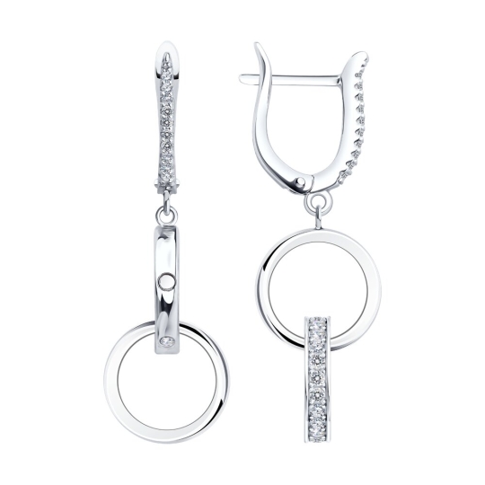 Серьги из серебра с гранатами и фианитами