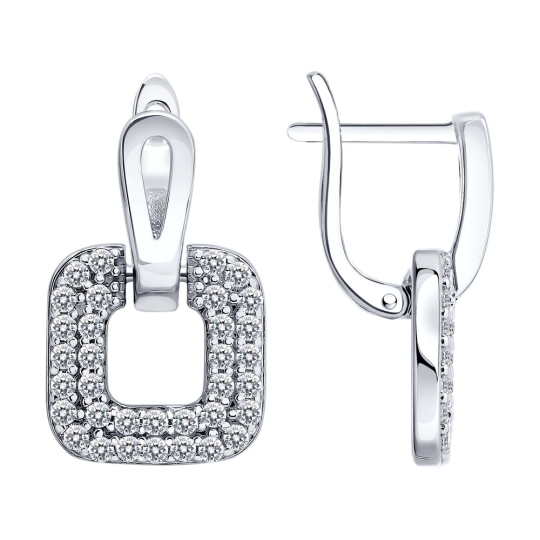 Серьги из серебра с ювелирными кристаллами