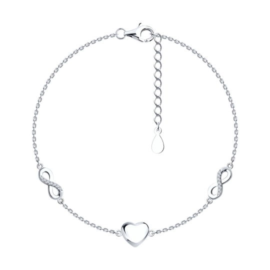 Браслет из текстиля с серебряными вставками