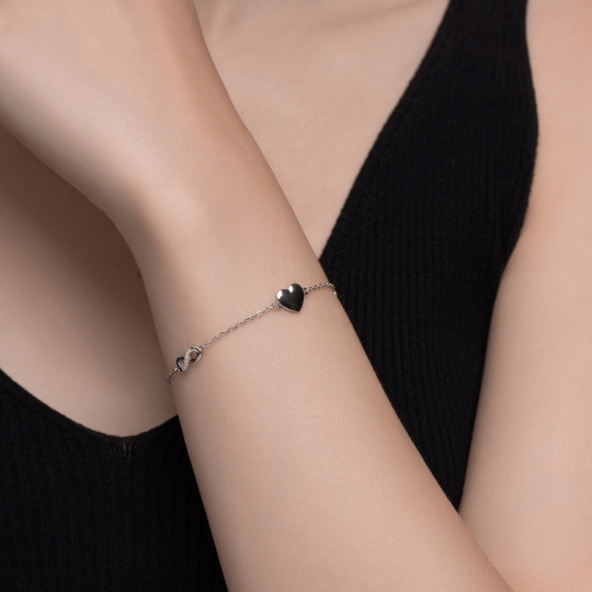 Браслет из текстиля с серебряными вставками