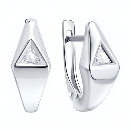 Серьги из серебра с фианитами