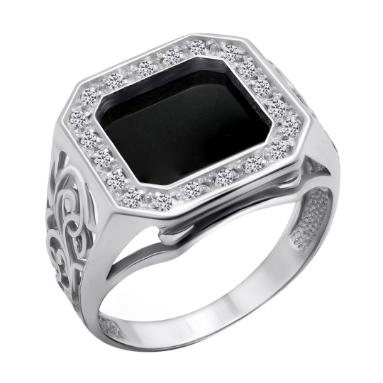 Обручальное кольцо из серебра с фианитами