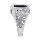 Кольцо-печатка из серебра с ониксом и фианитами