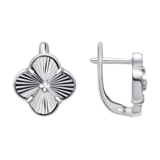 Серьги из серебра с лунными камнями и фианитами