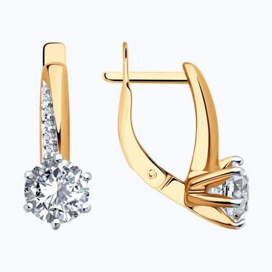 Серьги из серебра с ювелирными кристаллами и фианитами