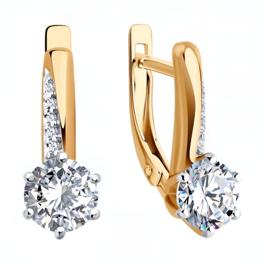 Серьги из серебра с ювелирными кристаллами и фианитами