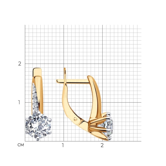Серьги из серебра с ювелирными кристаллами и фианитами