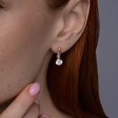 Серьги из серебра с позолотой и фианитами