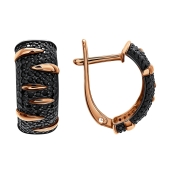 Серьги из золота с черными фианитами