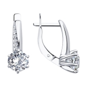 Серьги из серебра с фианитами