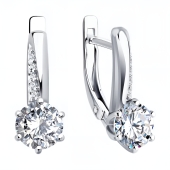 Серьги из серебра с фианитами