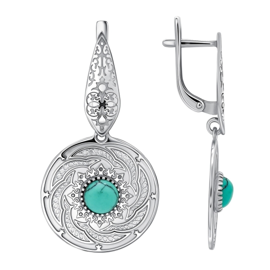 Серьги из серебра с позолотой, гранатами и фианитами