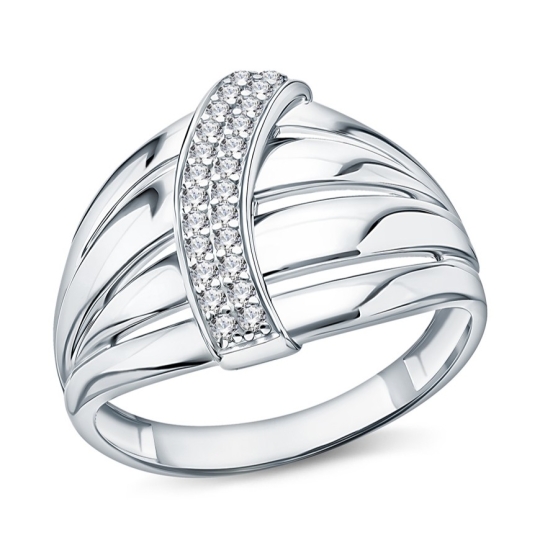 Кольцо из серебра с позолотой и фианитом