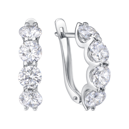 Серьги из серебра с агатами и фианитами