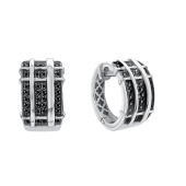 Серьги из серебра с черными фианитами