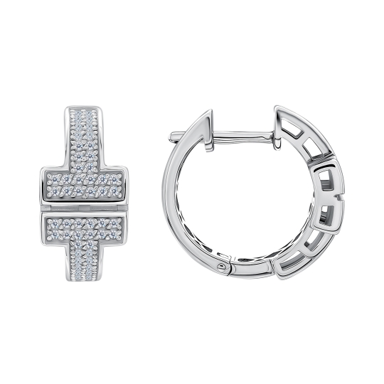 Серьги из серебра с цитринами и фианитами