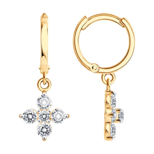 Серьги из золота с фианитами