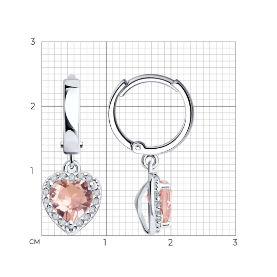 Браслет из серебра с ювелирным кристаллом и фианитами