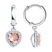 Серьги из серебра с ювелирными кристаллами и фианитами