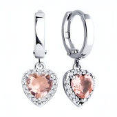 Серьги из серебра с ювелирными кристаллами и фианитами