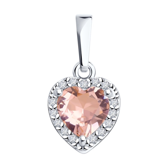 Браслет из серебра с ювелирным кристаллом и фианитами