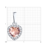 Подвеска из серебра с ювелирным кристаллом и фианитами