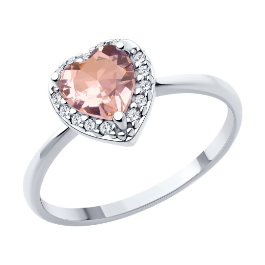 Кольцо из серебра с топазом и фианитами