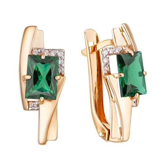 Серьги из золота с гранатами и фианитами