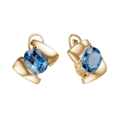 Серьги из золота с ситаллами топаз London