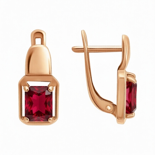 Серьги из золота с ситаллами турмалин