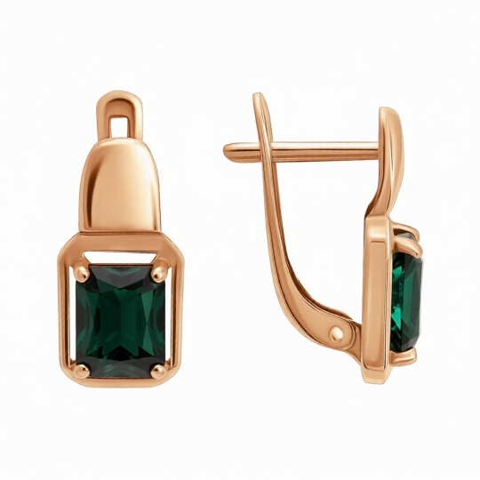 Серьги из золота с гранатами и фианитами