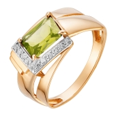 Кольцо из золота с ситаллом султанит и фианитами