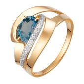 Кольцо из золота с топазом London и фианитами