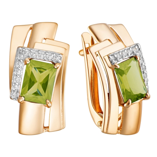 Кольцо из золота с ситаллом султанит и фианитами