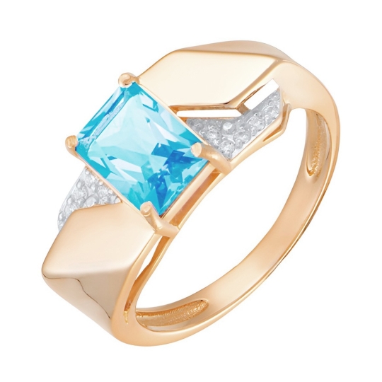 Кольцо из золота с аметистом и фианитами