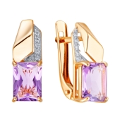 Серьги из золота с аметистами и фианитами