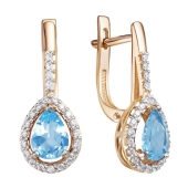 Серьги из золота с топазами Swiss и фианитами