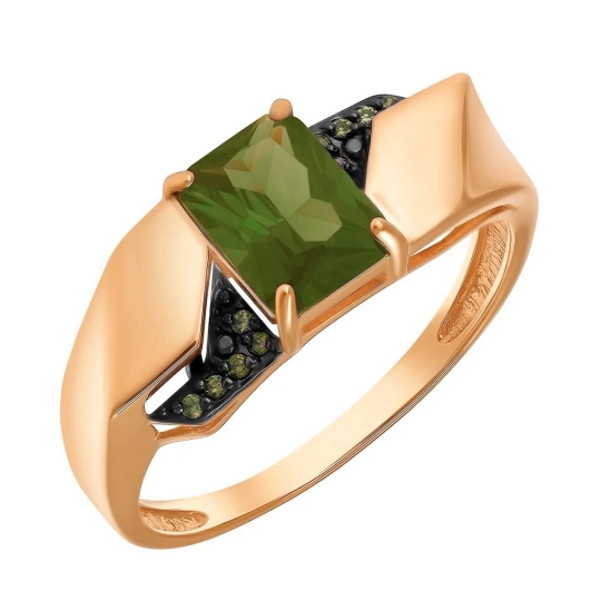 Серьги из золота с турмалинами и фианитами