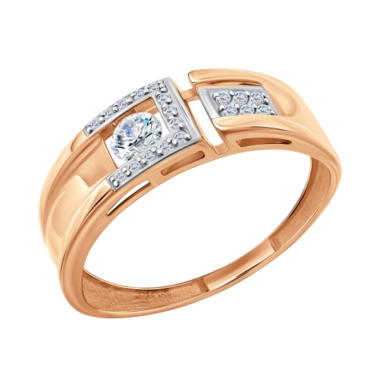 Кольцо из белого золота с выращенными бриллиантами