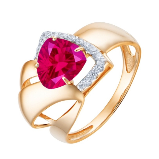 Кольцо из золота с топазом London и фианитами